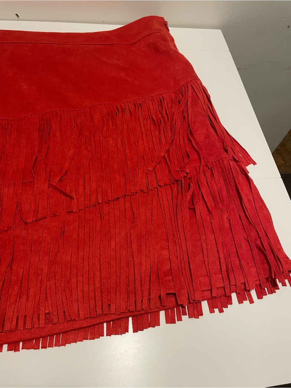 Sterling Kreek Brand Women's Size 3X Red Chic Red Fringe Mini Skirt Boho Western - Picture 4 of 4